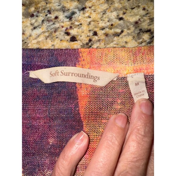 Soft Surroundings Multicolor Abstract Print V-Neck Tunic Sweater Artsy Top M - Picture 7 of 9